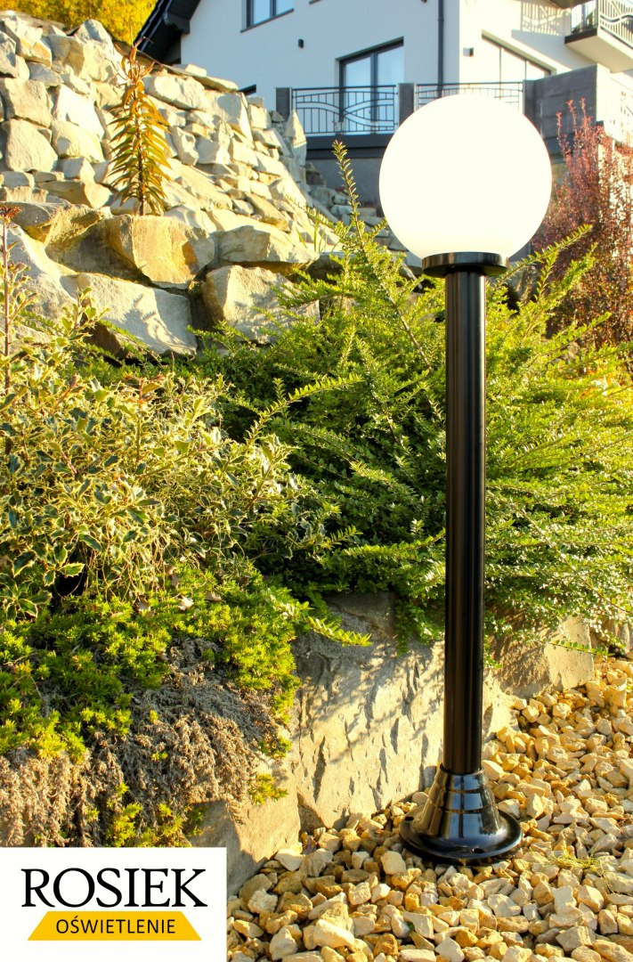 Lampy ogrodowe lampa ogrodowa kula biała 25cm wysokość 112cm Lampy ogrodowe lampa ogrodowa kula biała 25cm wysokość 112cm