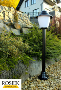 Lampy ogrodowe lampa ogrodowa klosz amfora mleczna z daszkiem 25cm wysokość 118cm