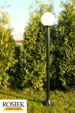 Lampy ogrodowe - Lampa ogrodowa stojąca, wysokość 172cm, kula biała 25cm