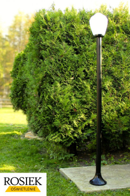Lampy ogrodowe - Lampa ogrodowa stojąca, wysokość 237cm, klosz amfora mleczna 25cm