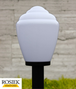 Lampy ogrodowe - Lampa ogrodowa stojąca, wysokość 237cm, klosz amfora mleczna 25cm