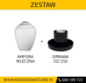 Kule ogrodowe lampy - zestaw amfora mleczna 25cm + oprawa OZ-250