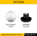 Kule ogrodowe lampy - zestaw kula biała 30cm + oprawa OZ-300