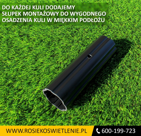 Kula ogrodowa 20cm podpalana + oprawa oświetleniowa OZN-11 + słupek montażowy 19,5cm Kula ogrodowa 20cm podpalana + oprawa oświetleniowa OZN-11 + słupek montażowy 19,5cm