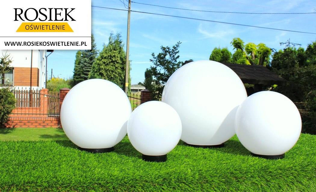Kule ogrodowe oświetlenie ogrodowe zestaw 4 kule białe do ogrodu 20cm 25cm 30cm 40cm
