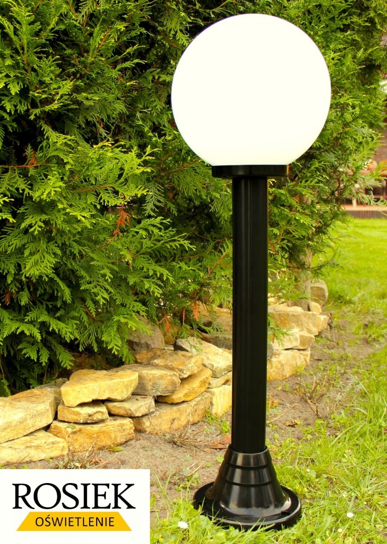 Lampy ogrodowe - Lampa ogrodowa stojąca, wysokość 82cm, kula biała 25cm Lampy ogrodowe - Lampa ogrodowa stojąca, wysokość 82cm, kula biała 25cm