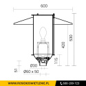 Lampa parkowa aluminiowa klosz ELBA - całkowita wysokość 4,5m