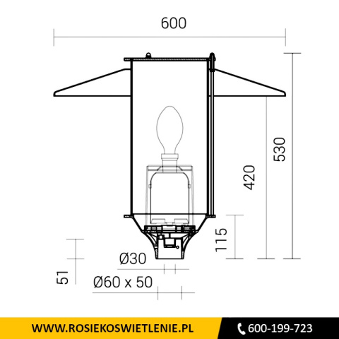 Lampa parkowa aluminiowa klosz ELBA - całkowita wysokość 4,5m Lampa parkowa aluminiowa klosz ELBA - całkowita wysokość 4,5m