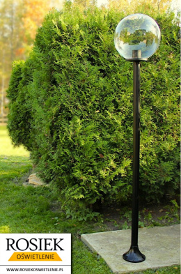 Lampy ogrodowe - Lampa ogrodowa stojąca, kula przeźroczysta 40cm, wysokość 244cm