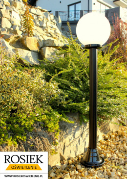Lampy ogrodowe - Lampa ogrodowa stojąca, wysokość 102cm, kula biała 25cm