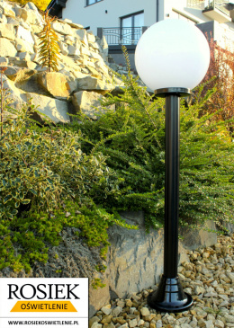 Lampy ogrodowe - Lampa ogrodowa stojąca, wysokość 106cm, kula biała 30cm