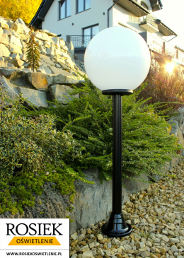 Lampy ogrodowe - Lampa ogrodowa stojąca, wysokość 114cm, kula biała 40cm