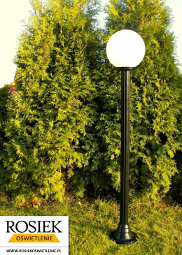 Lampy ogrodowe - Lampa ogrodowa stojąca, wysokość 142cm, kula biała 25cm