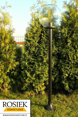 Lampy ogrodowe - Lampa ogrodowa stojąca, wysokość 184cm, kula przeźroczysta 40cm
