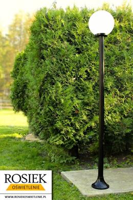 Lampy ogrodowe - Lampa ogrodowa stojąca, wysokość 206cm, kula biała 30cm