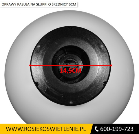 Kula ogrodowa 30cm biała + oprawa oświetleniowa OZ-300 + słupek montażowy 18cm Kula ogrodowa 30cm biała + oprawa oświetleniowa OZ-300 + słupek montażowy 18cm