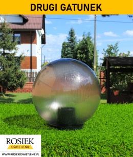 *OSTATNIE 5 SZTUK* Kula ogrodowa 25cm podpalana pryzmatyczna + oprawa oświetleniowa OZ-250 + słupek montażowy 18cm